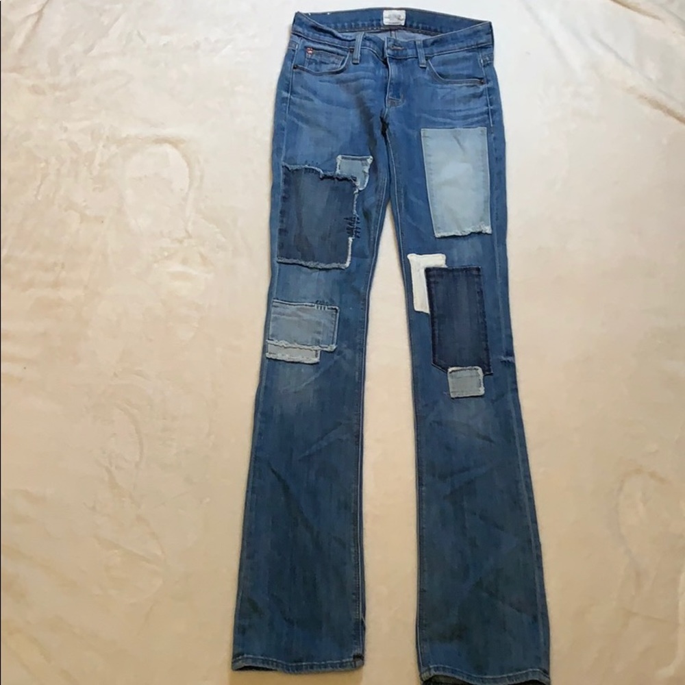Hudson jean patched medium wash jeans
